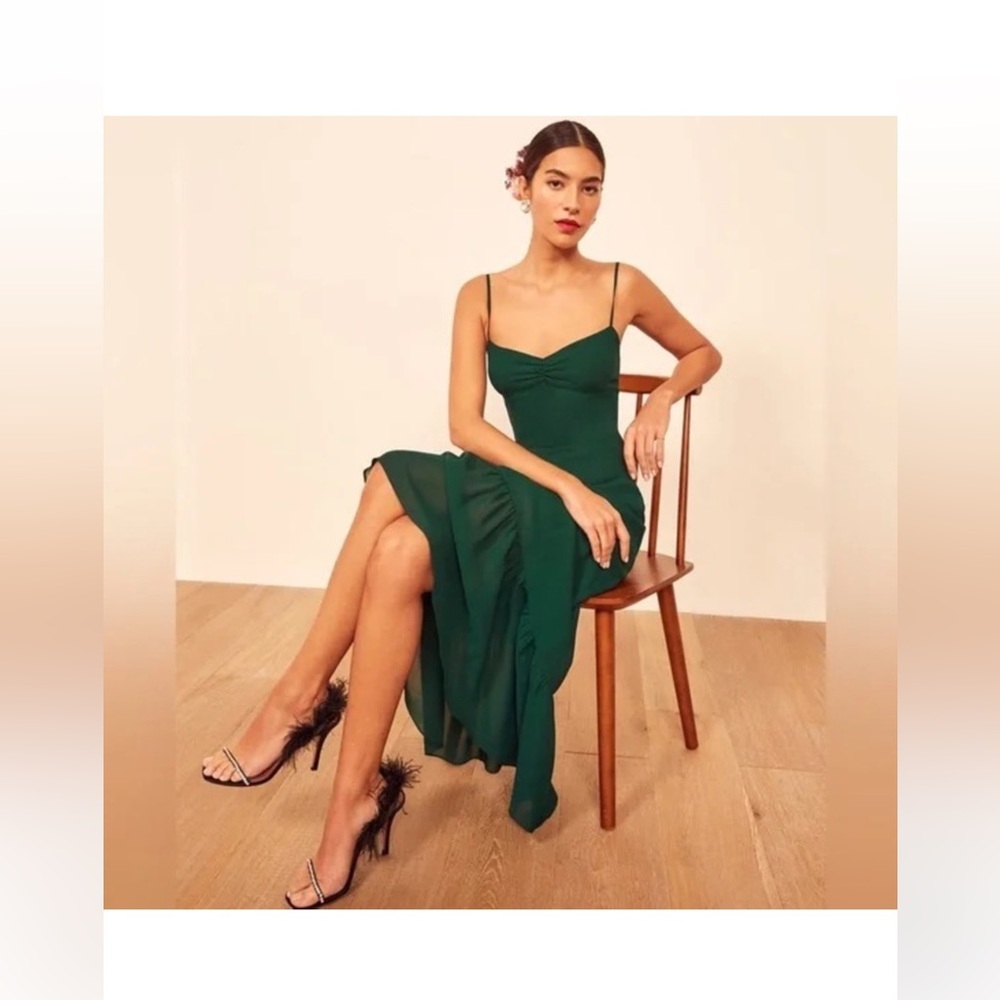 Reformation Emerson Dress in Emerald Green, 0/XS